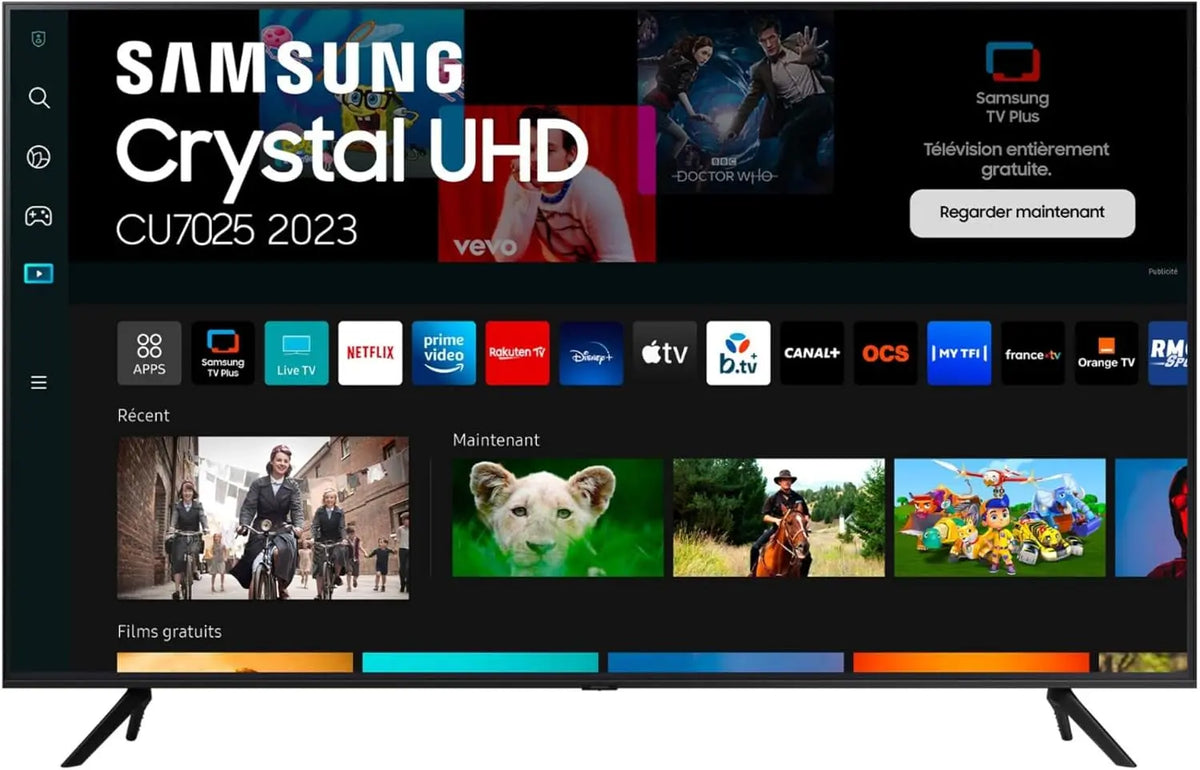 Samsung téléviseur Crystal UHD 4K 2023 43CU7025 téléviseur connecté de 43' avec PurColor – HDR10, noir