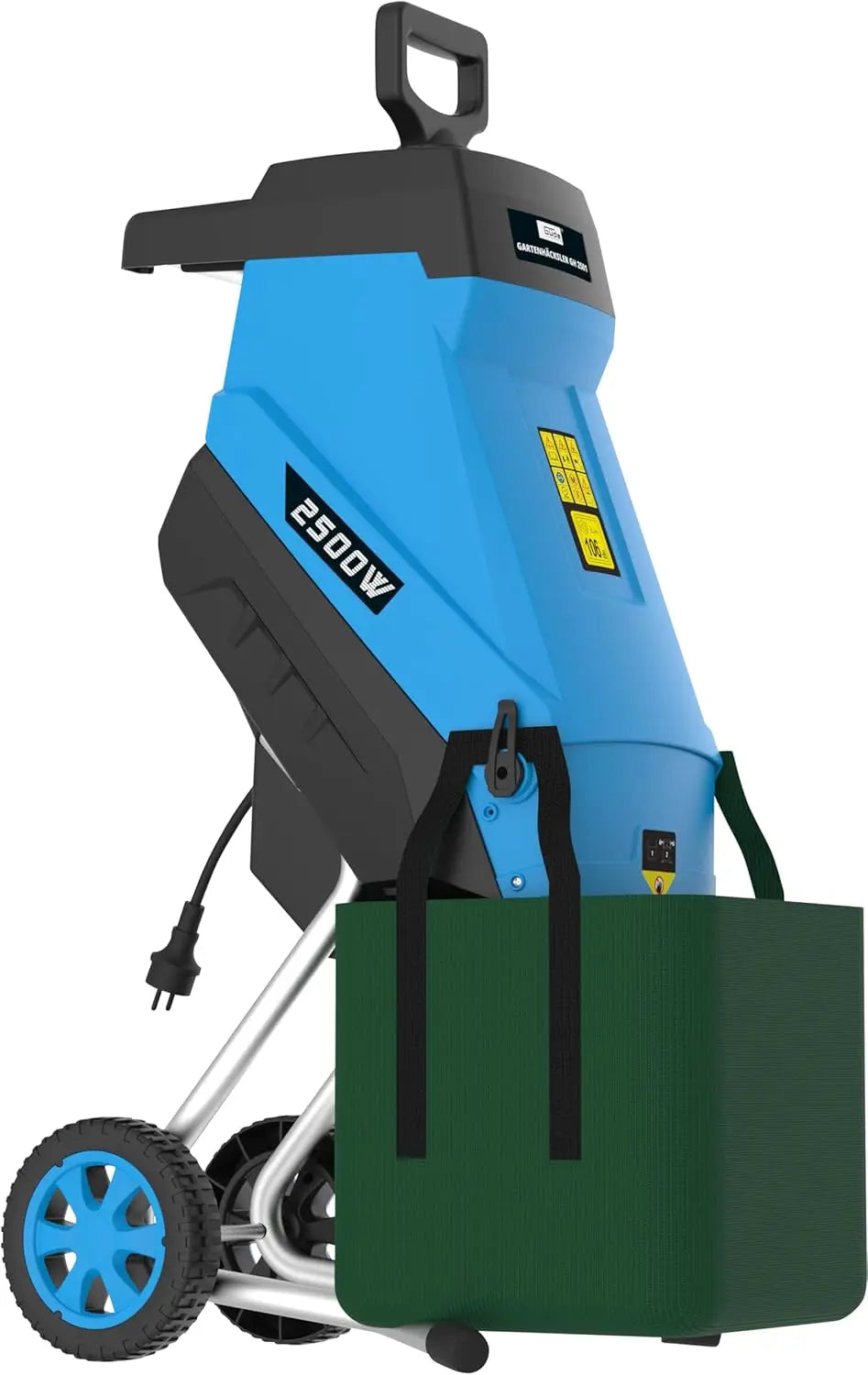 Güde 94372 GH 2501 Hachoir de jardin avec bras de suspension automatique 45 l – 2500 W, bleu