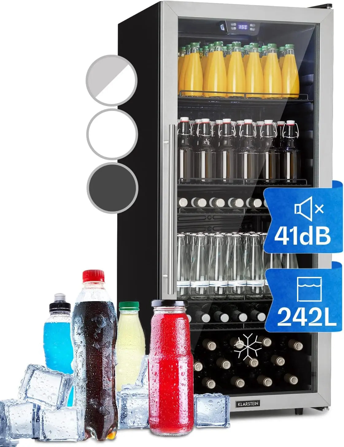 KLARSTEIN Beersafe Réfrigérateur à Boissons 242 L – 50 Hz, argenté/noir