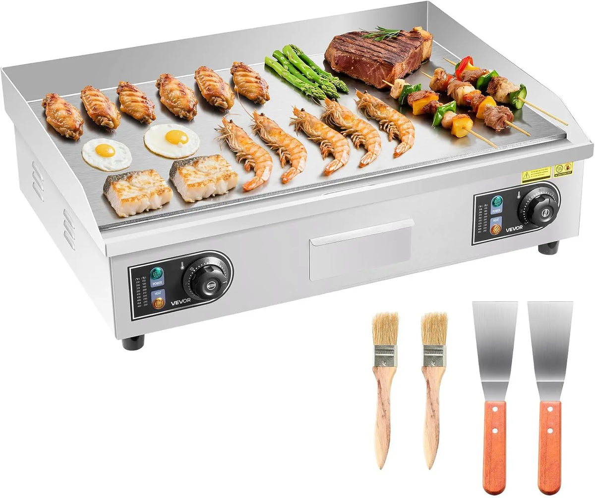 VEVOR Plancha Électrique 65,5x40 cm appareil de cuisson – 4000 W, gris/beige