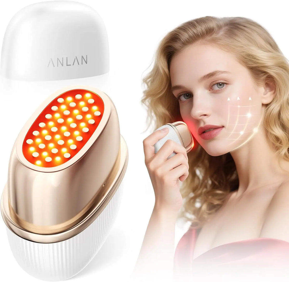 ANLAN Radiofréquence Visage 24K Oro Appareil Anti Rides Visage – beige/blanc/orange