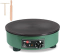KRAMPOUZ Crêpière Électrique BILLIG - Plaque en Fonte Usinée Diamètre 35 cm - 220-240 Volts et 2500 Watts – gris/vert