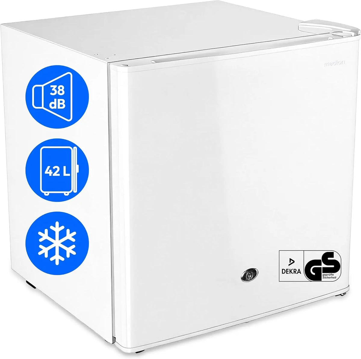 MEDION Mini réfrigérateur avec serrure et compartiment congélateur 42 L – bleu