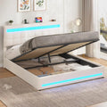 AOGLLATI Lit Coffre 160×200 cm avec LED et Ports USB – beige