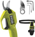 RYOBI - Sécateur 18V et Étui de ceinture - lames Bypass chromées en acier carbone japonais SK5 - capacité – 1,5 Ah, gris/noir
