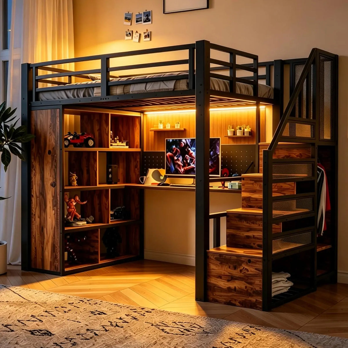 Merax Lit mezzanine en métal 90 x 200 cm – noir