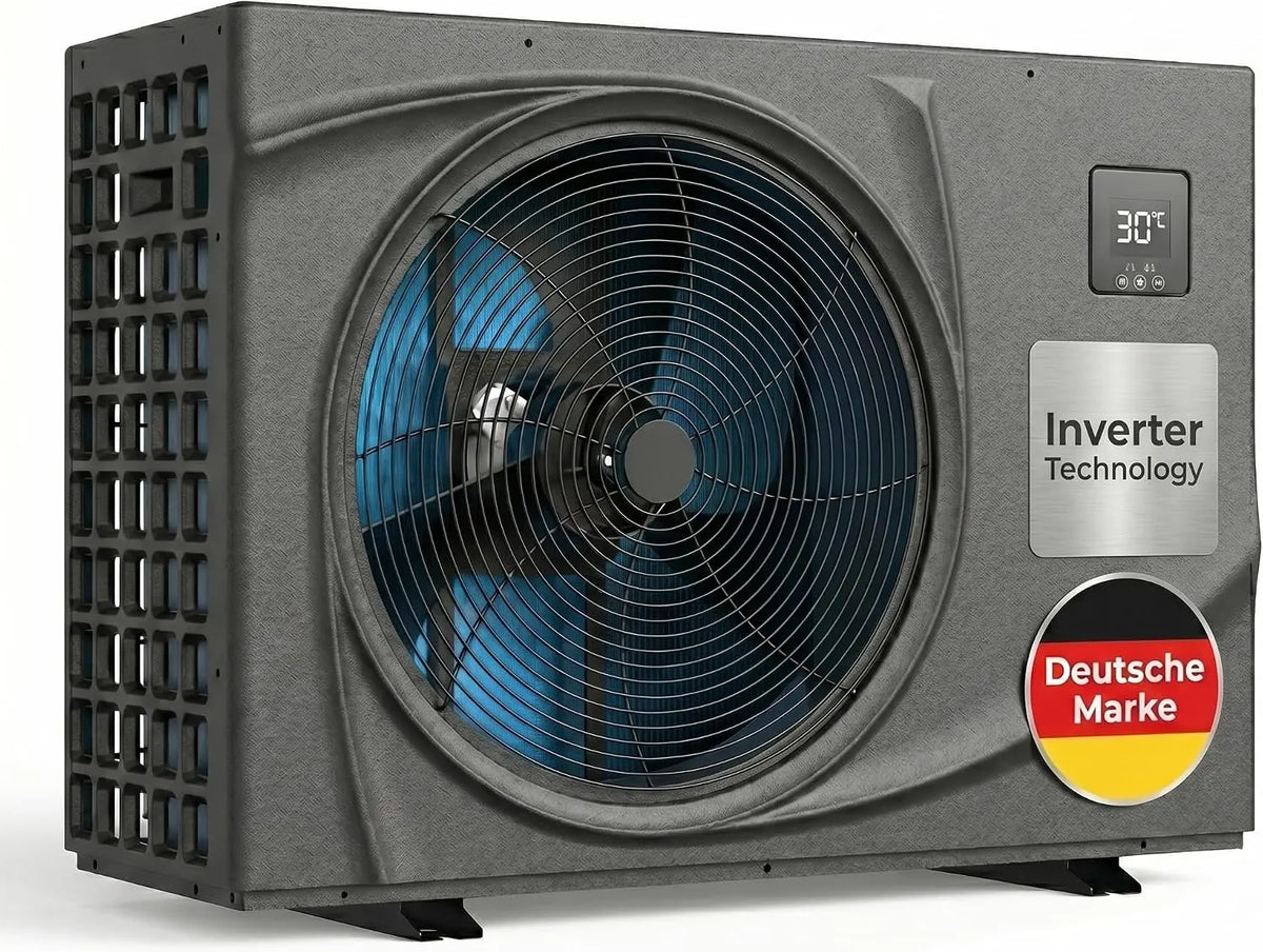 Poolomio Pompe à chaleur pour piscine 30-45 m³ NET Inverter 08 à 7,6 kW – 000 l, gris/noir