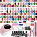 JODSONE Kit complet de vernis à ongles gel 32 + 8 avec lampe UV LED – gris/blanc