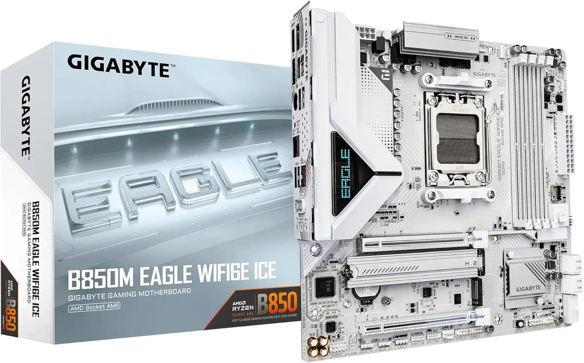 GIGABYTE B850M Eagle WIFI6E Ice Carte Mère équipement réseau – 8200 MHz, gris/blanc