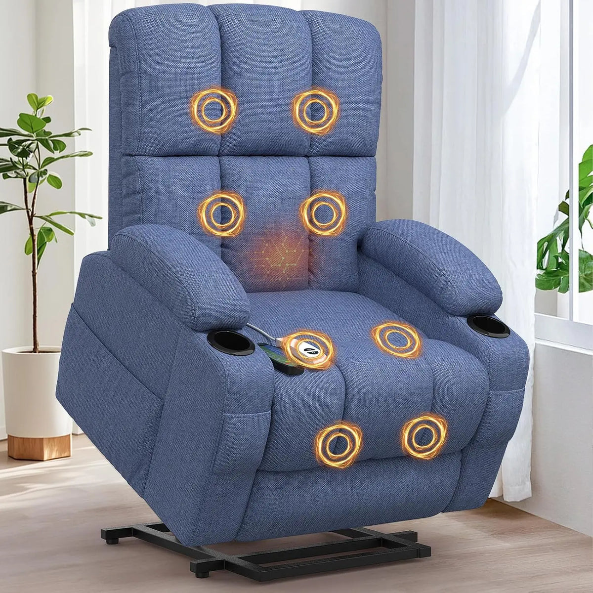 Fauteuil de relaxation - Fauteuil de massage électrique réglable - Avec fonction allongée - Massage – bleu/gris