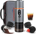CONQUECO Machine à expresso portable Machine à café électrique : petite machine à expresso de voyage 12 V – 80 ml / 50 ml, 13500 mAh, gris/noir