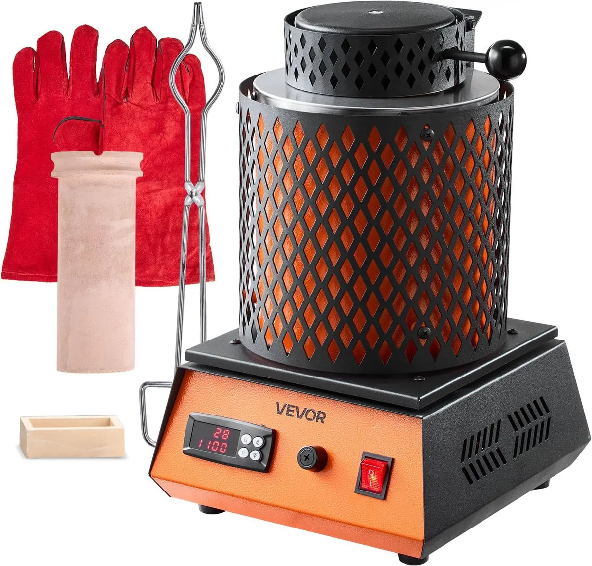 VEVOR Four de Fusion Électrique 1350 W – orange/gris/rouge