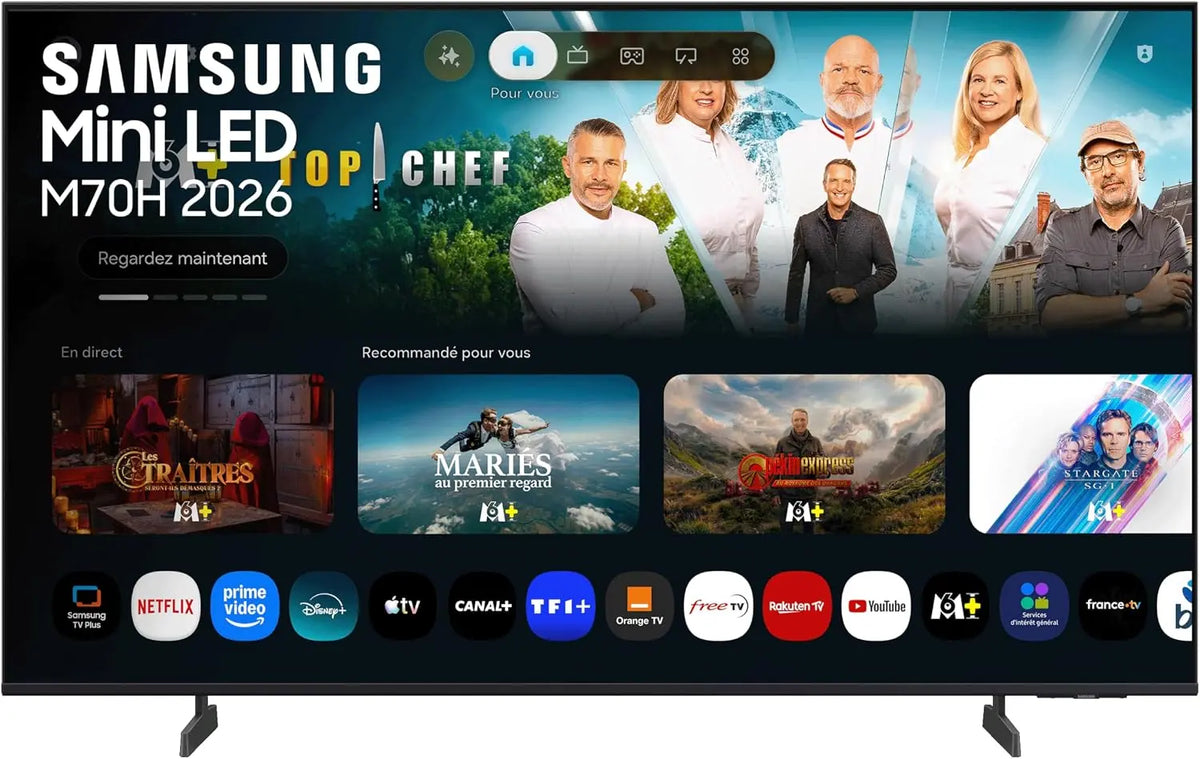 Samsung téléviseur 85M70H Mini LED 4K 85 pouces 214 cm téléviseur connecté 144 Hz 2026 – noir