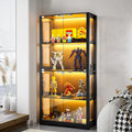 Vitrine avec éclairage LED et portes en verre – 165*80*35 cm, noir