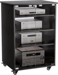 Meuble Chaine HiFi à 5 Niveaux Réglable en Hauteur Meuble Audio Visuel Moderne Support Multimédia AV – noir/gris