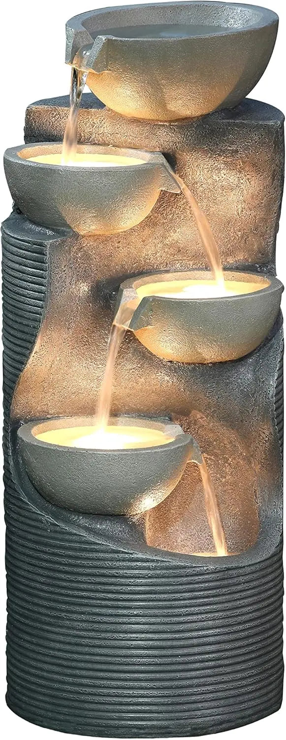 Dehner Fontaine de Jardin Salo avec éclairage LED – 81 x 34 x 33 cm, gris