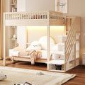 Merax Lit mezzanine 140x200 cm – beige/blanc