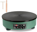 KRAMPOUZ Crêpière Électrique BILLIG - Plaque en Fonte Usinée Diamètre 40 cm - 220-240 Volts et 3000 Watts – gris/vert
