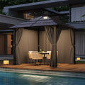 Devoko Tonnelle de Jardin 3x3 Imperméable et Stable avec Lumière LED – gris/noir/marron