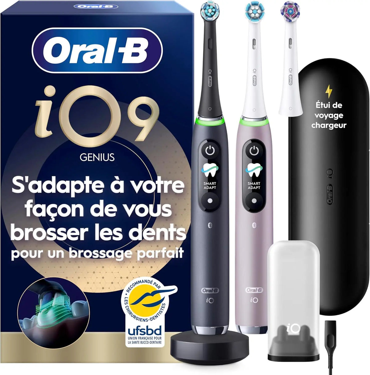 Oral-B Brosses à Dents Electriques iO 9 Duo – noir/rose