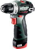Metabo Perceuse-visseuse sans fil PowerMaxx BS BL 601721500 12 V 2 Ah Li-Ion + 2 batteries – 38 Nm / 20 Nm, gris/noir