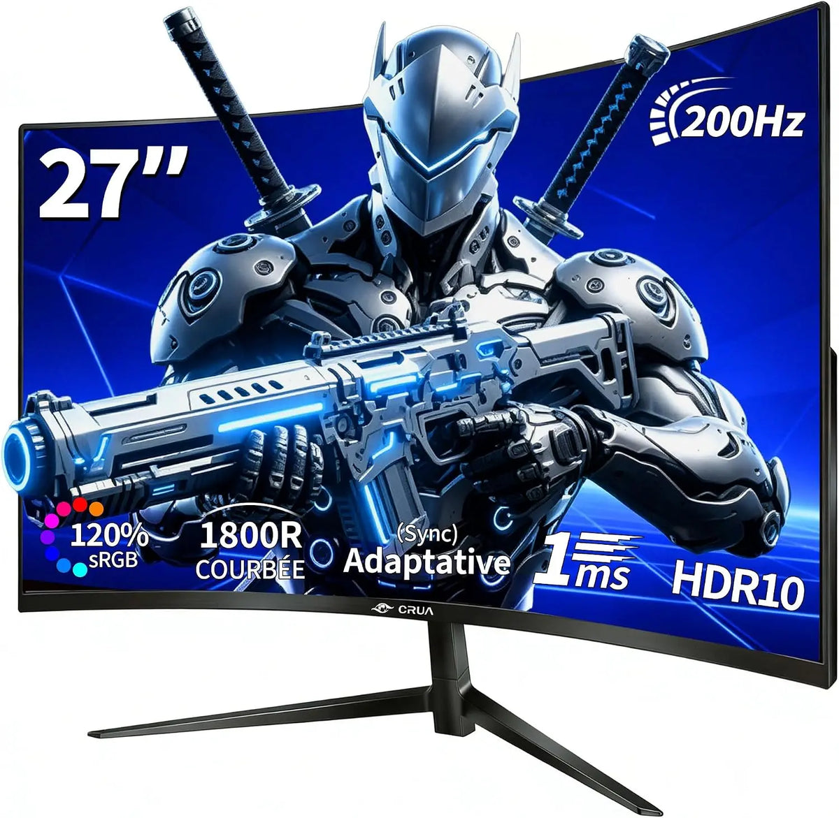 CRUA pour le jeu incurvé Écran 27 Pouces 200 Hz – noir