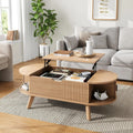Table Basse Ovale – 110 x50 x53,5 cm, gris/beige