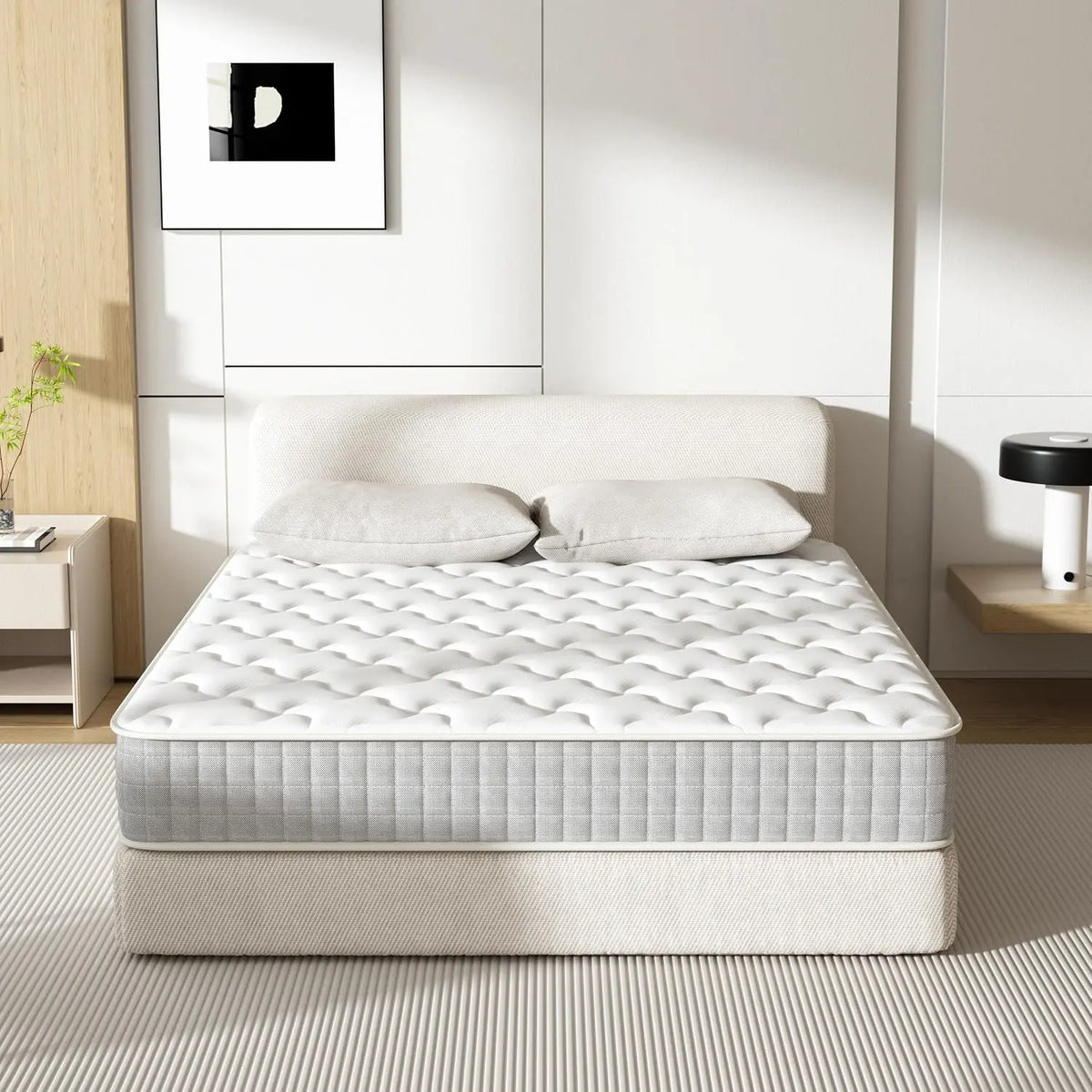 DEWINNER Matelas 120x190 cm- Épaisseur 20cm -Matelas à Ressorts ensachés et à mémoire de Forme – gris