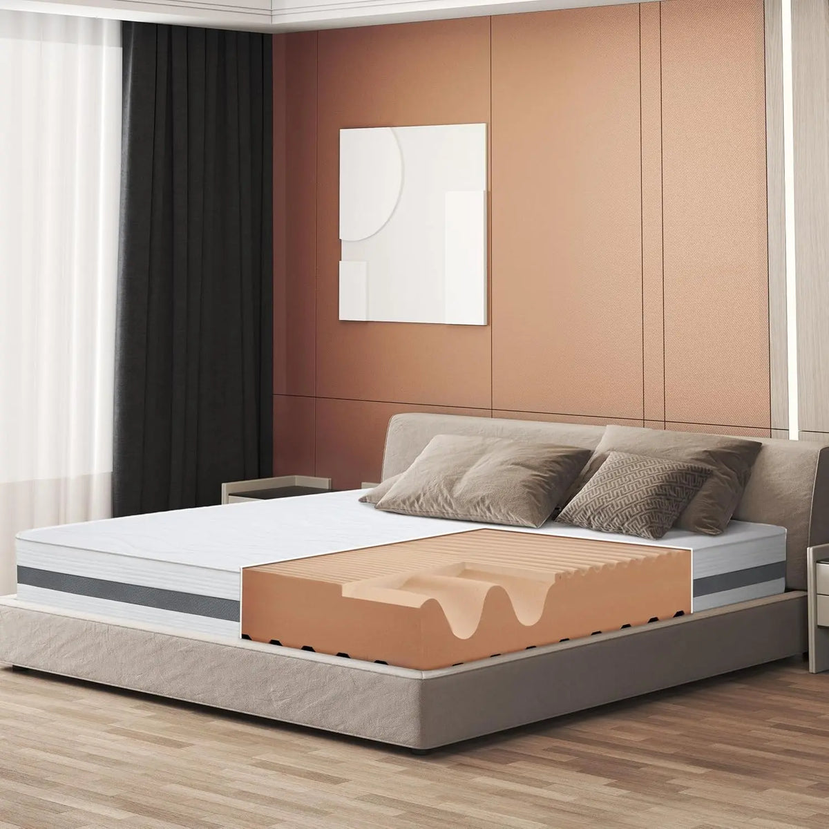 Matelas 120 x 190 Orthopédique Antibactérienne – beige/gris